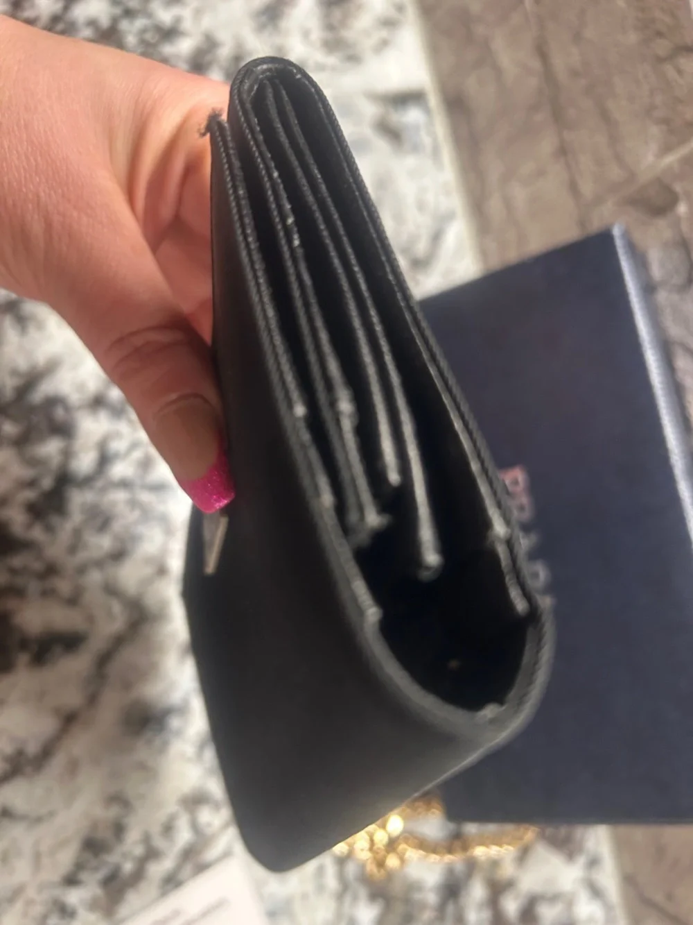 Prada Black Wallet on Chain with Gold Hardware COA and box - Picture 14 of 16